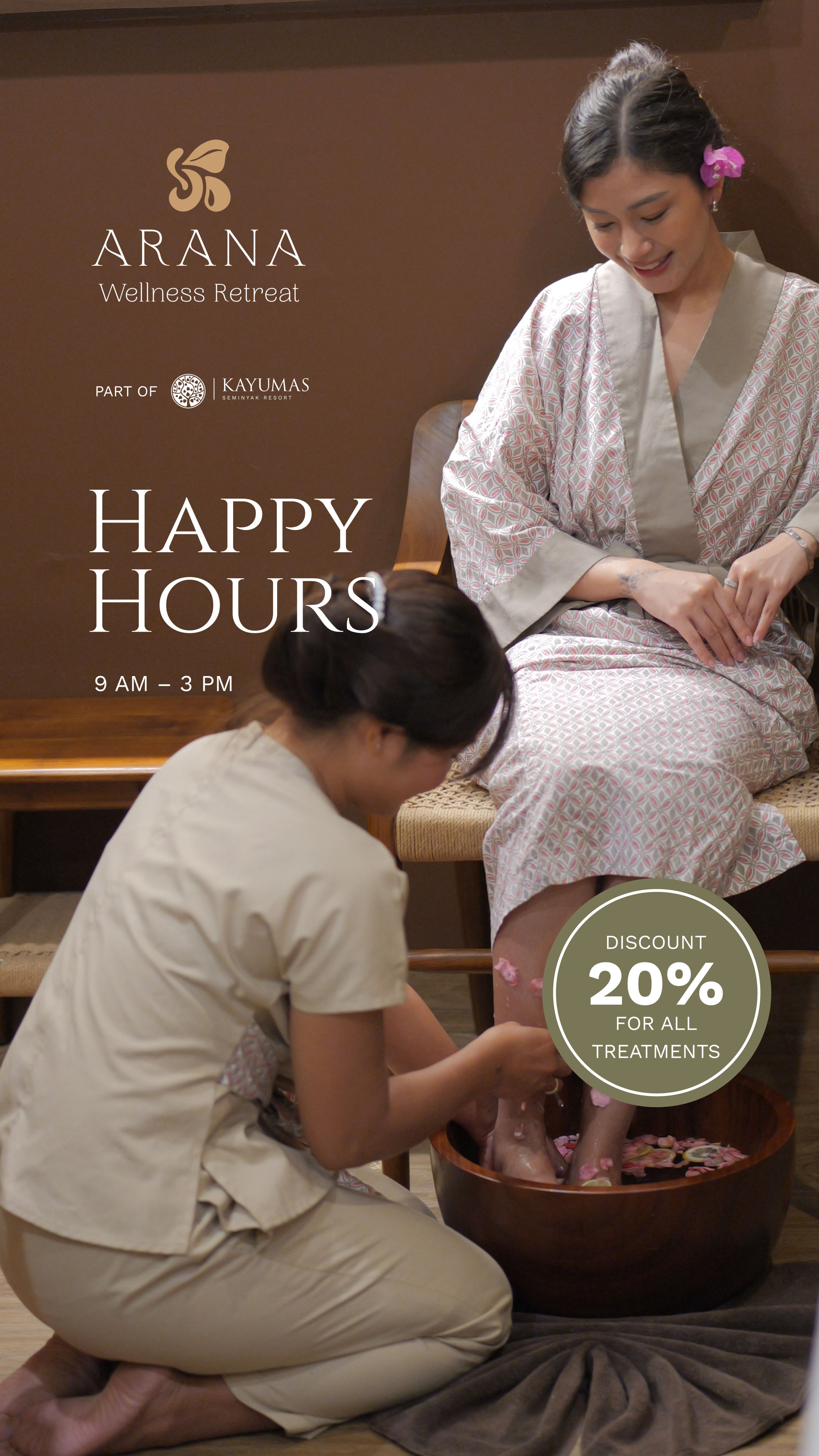 Arana Wellness Happy Hours Promo Flyer