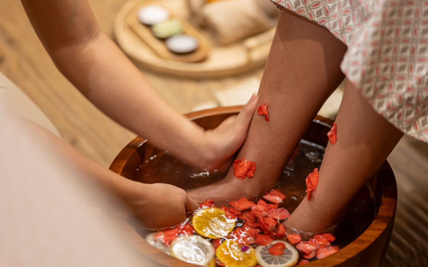 Photo of the spa foot bath process