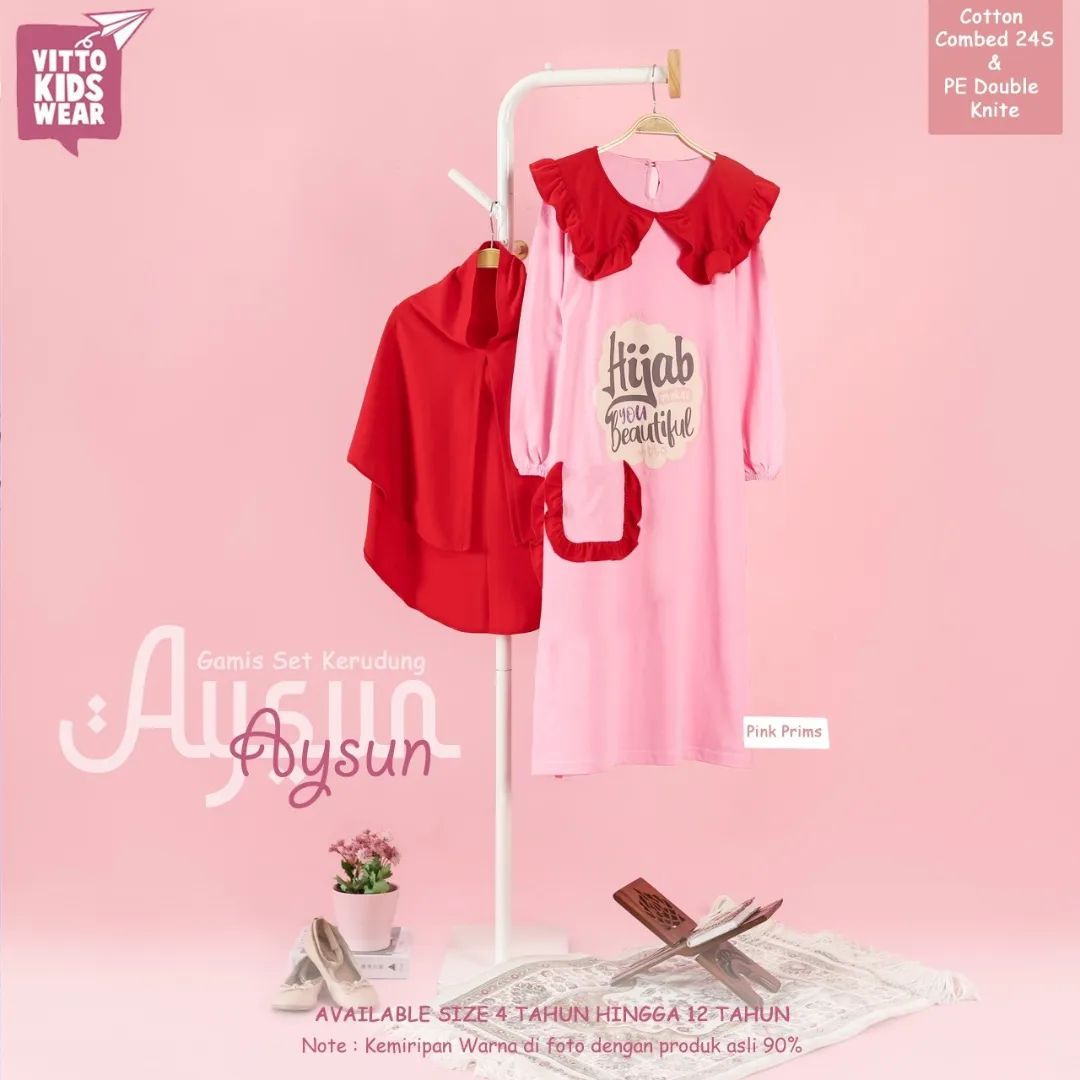 VKGM 6.2 PINK AYSUN SETELAN HIJAB GAMIS VITTO