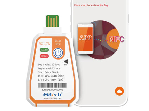 Temperature Data Logger, RC-17N NFC Disposable USB, PDF Report, Light Indicator