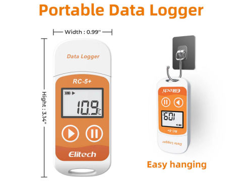 Elitech RC-5+ Temperature Data Logger, 32000 Points, PDF USB Temperature Data Recorder, and Calibration Certified