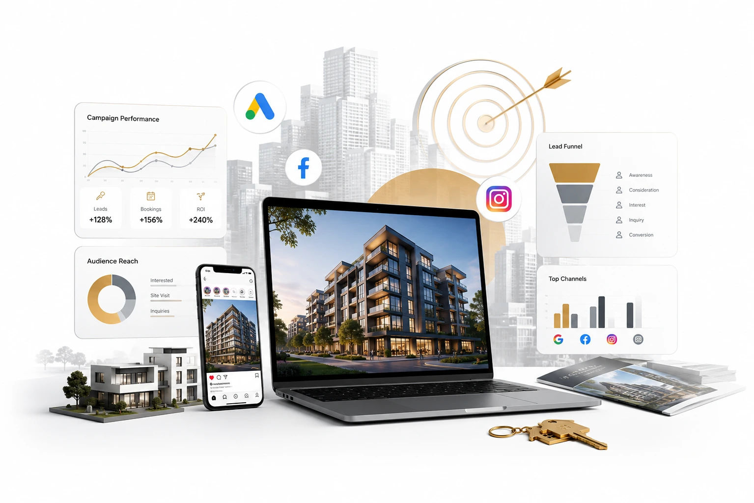 MarTech Union real estate digital marketing team reviewing property lead generation strategy buyer segmentation and WhatsApp automation for residential and commercial developer campaigns