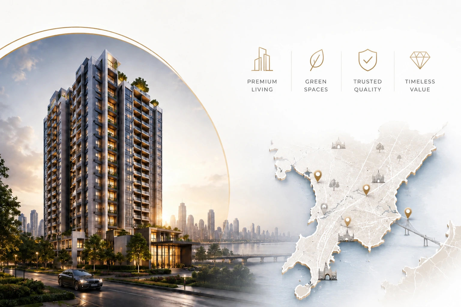 Real estate digital marketing blueprint India showing buyer segmentation for end users NRI investors commercial buyers and luxury segment with WhatsApp automation and site visit conversion report