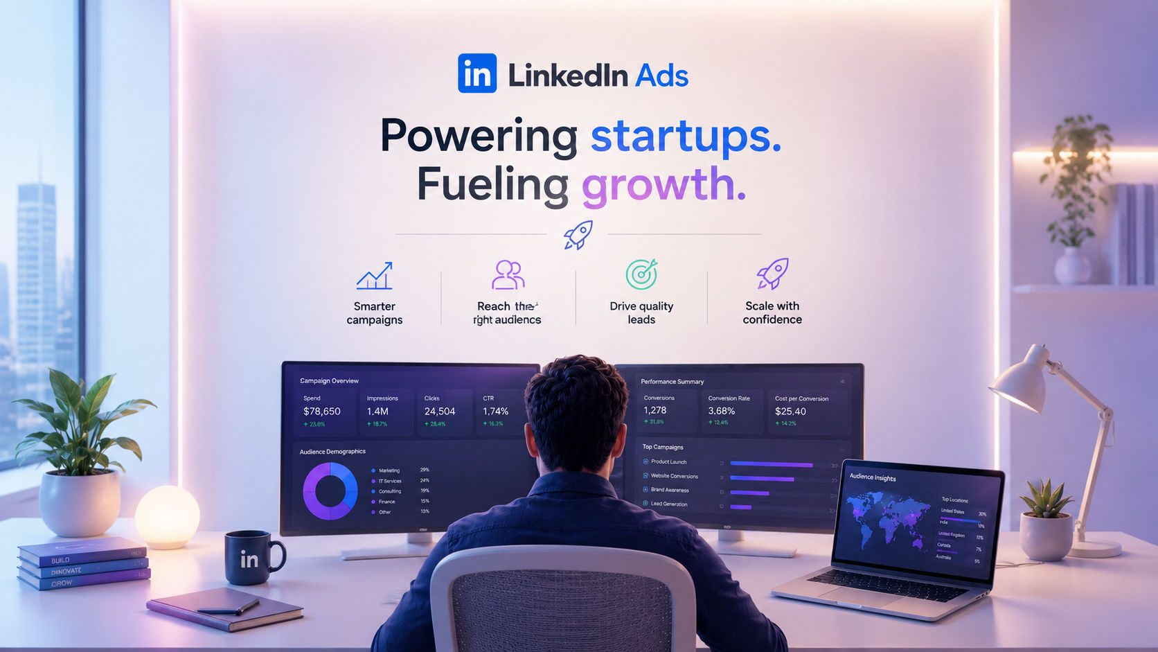 B2B SaaS LinkedIn demand generation India showing founder led content strategy LinkedIn ads targeting ICP and Google search ads for evaluation stage software queries