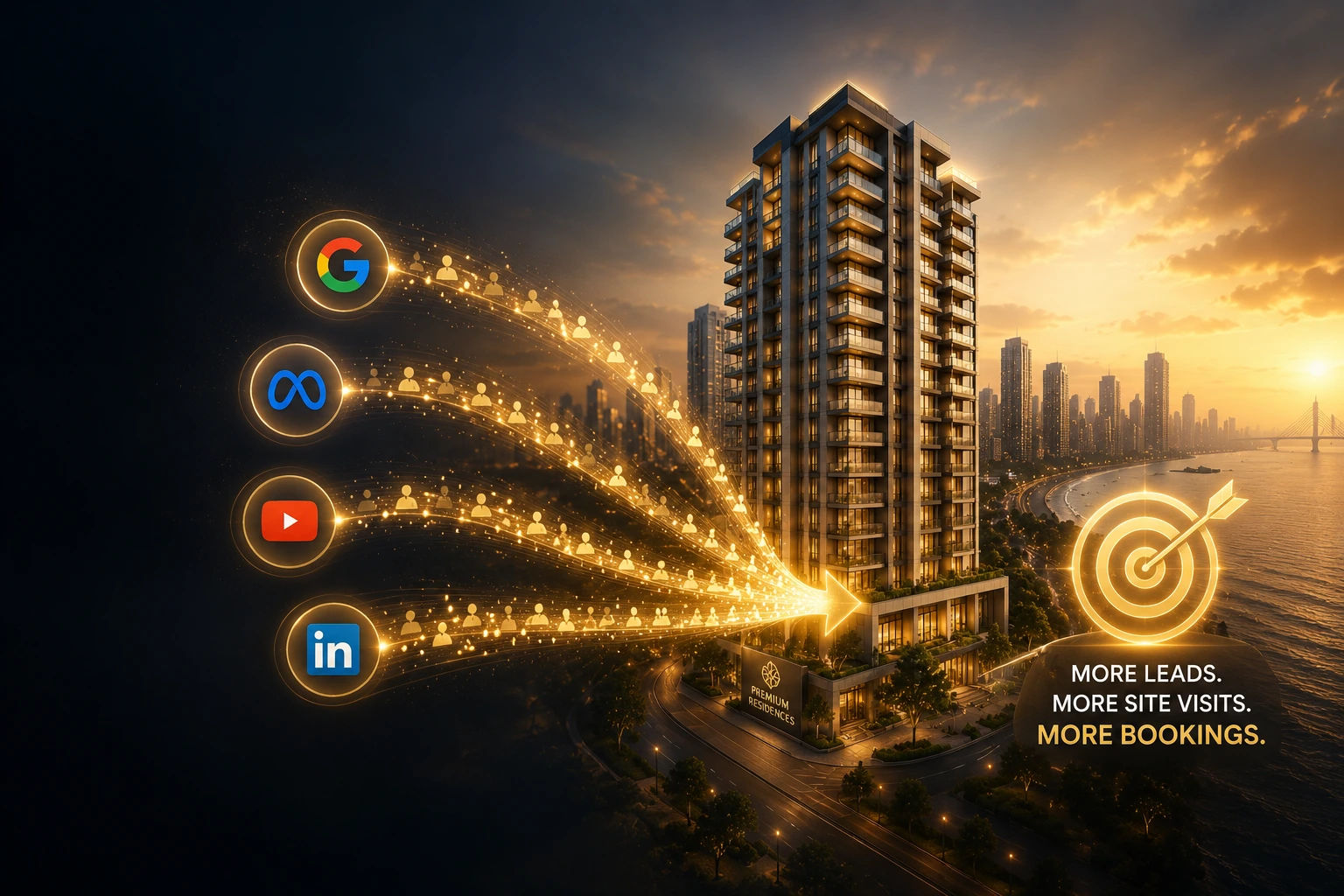 Social Media Marketing for Real Estate showing WhatsApp lead automation and CRM integration for residential property developer in Mumbai
