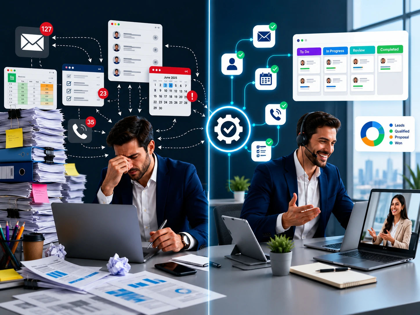 Sales representative manually following up on leads
