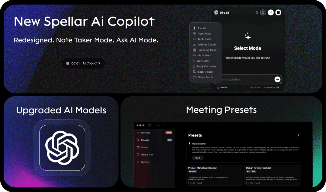 New Copilot Interface, Summary Presets, Enhanced Modes & OpenAI 4.1 Integration