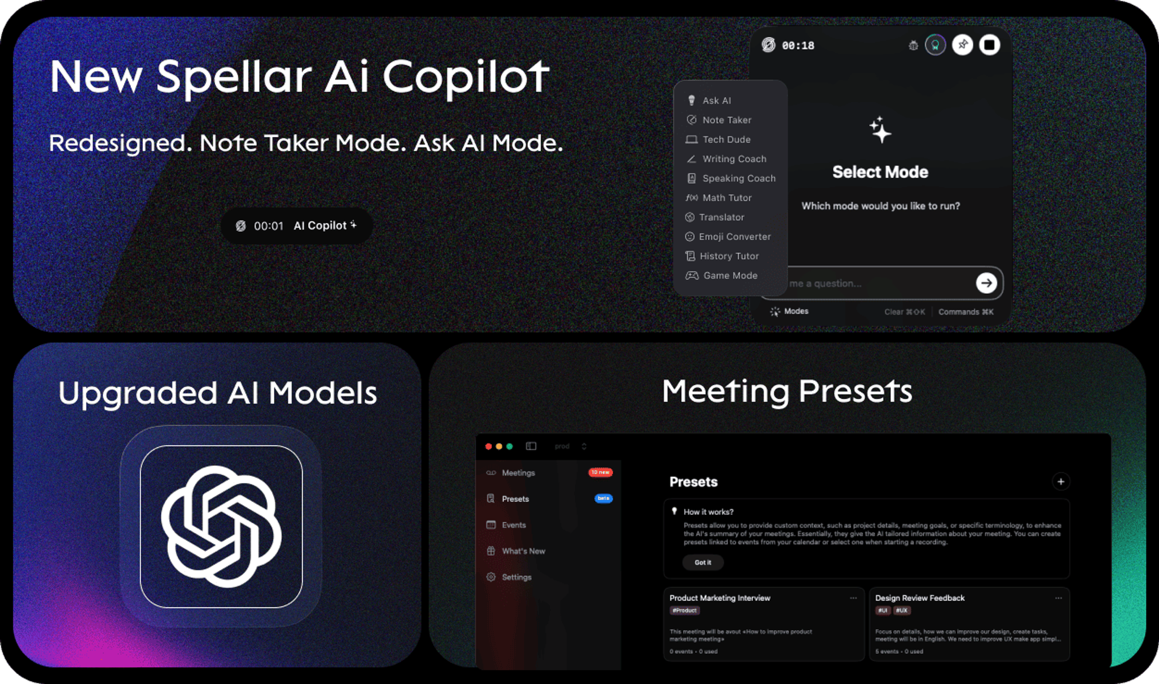New Copilot Interface, Summary Presets, Enhanced Modes & OpenAI 4.1 Integration