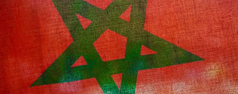 The flag of Morocco on a canvas