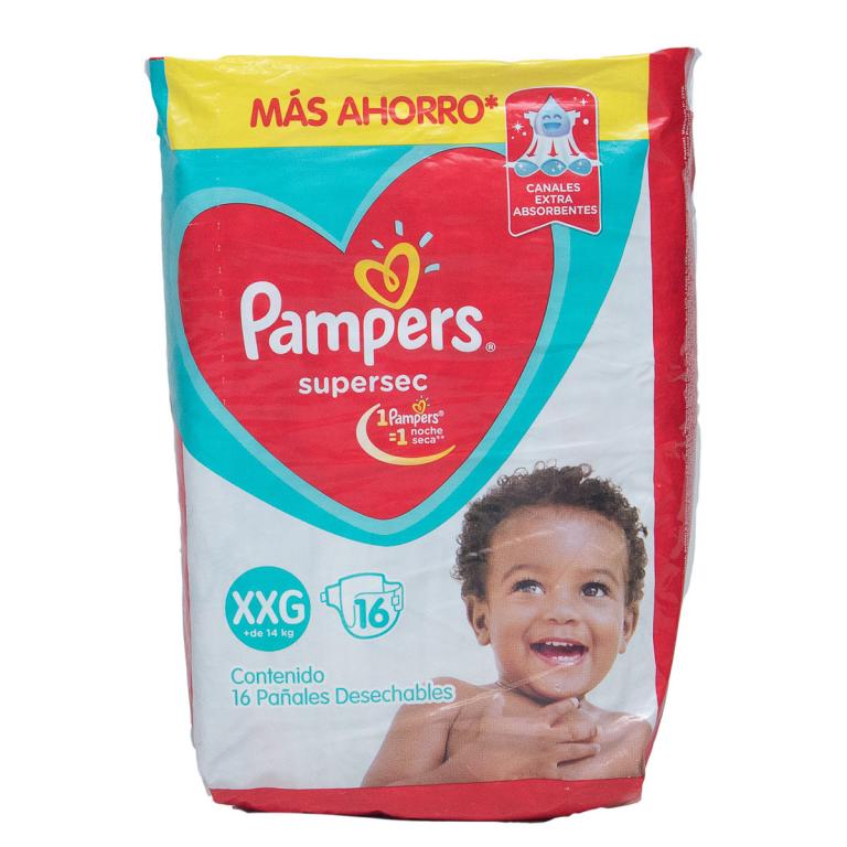 Pañal Pampers supersec XXG, 16 unidades