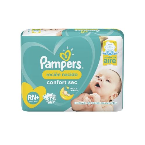 Pañal Pampers confort sec RN, 36 unidades