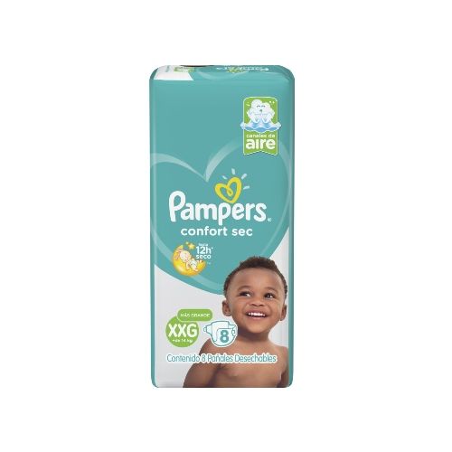 Pañal Pampers confort sec XXG, 8 unidades