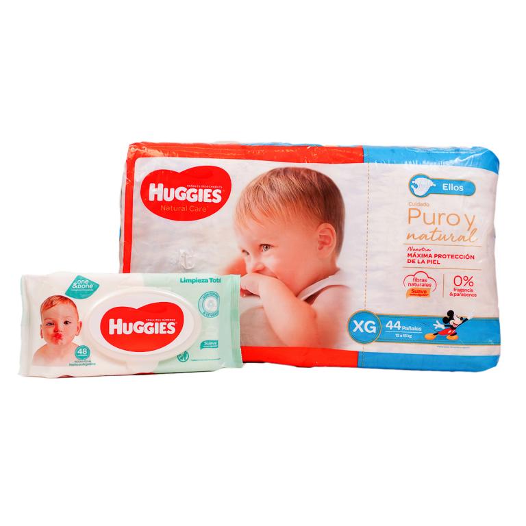Pañales Huggies XG Puro y Natural - Ellos - 44 unidades