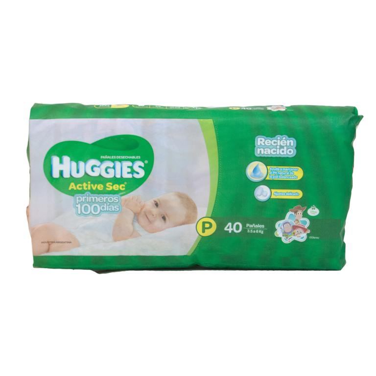 Pañales Huggies Active Sec Pequeño (P), 40 unidades