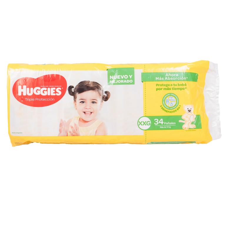Pañal Huggies Triple Proteccion XXG, 34 unidades