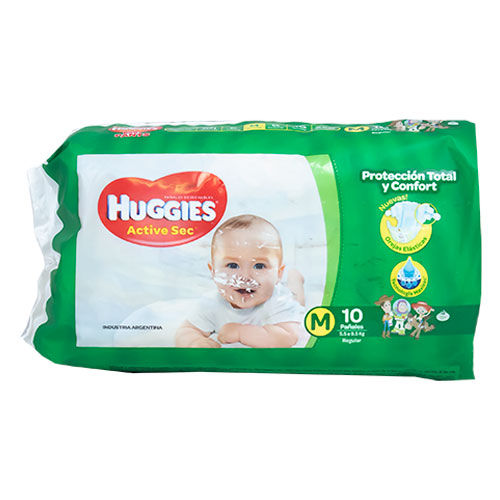Pañal Huggies Active Sec M, 10 unidades