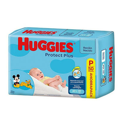 Pañal Huggies protect plus Talla P, 50 unidades