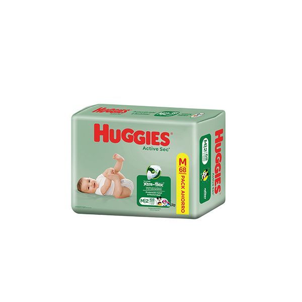 Pañales Huggies active sec M, 68 unidades
