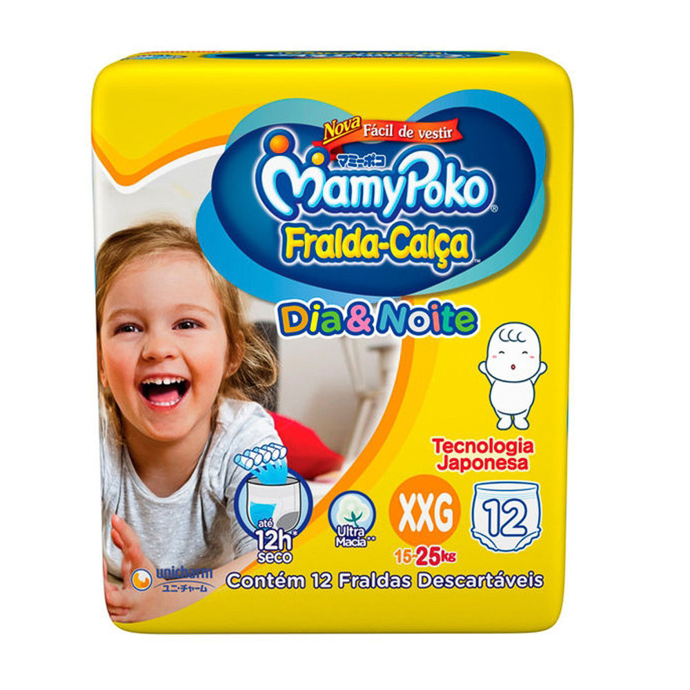 Pañal Mamypoko Día y noche talla XXG, 12 unidades