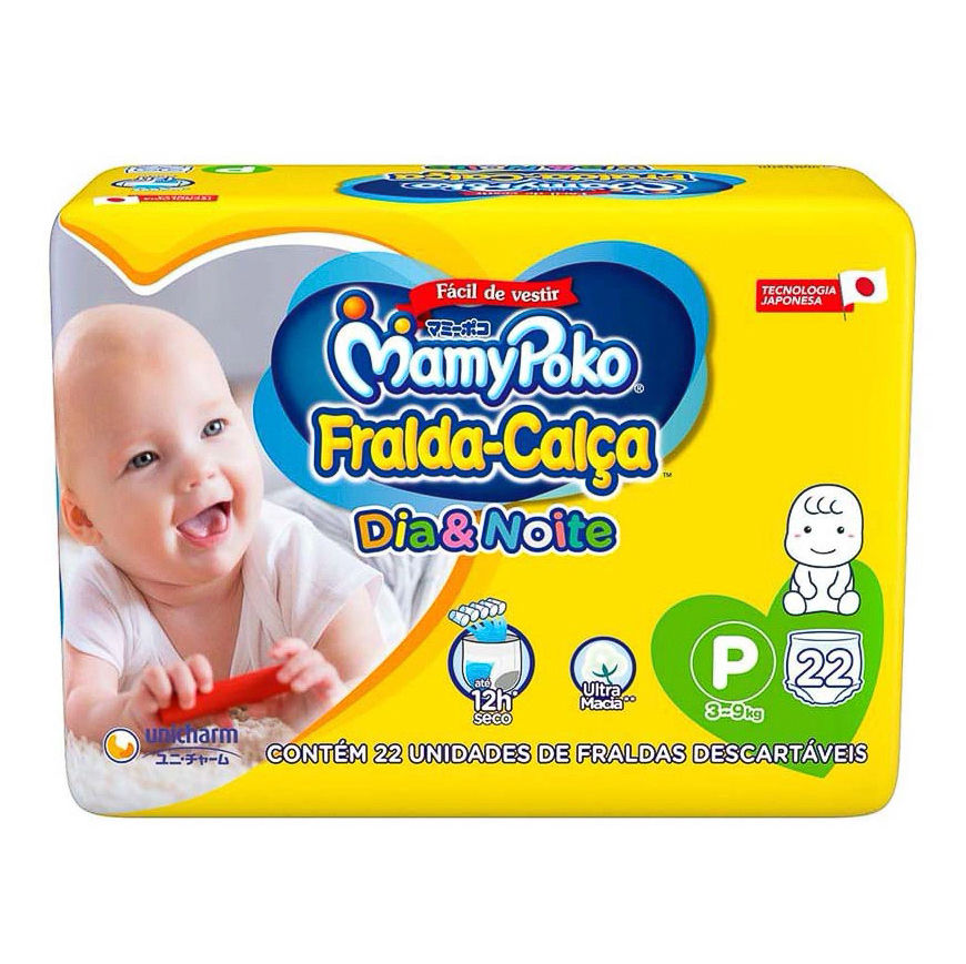 Pañal Mamypoko Día y noche talla P, 22 unidades