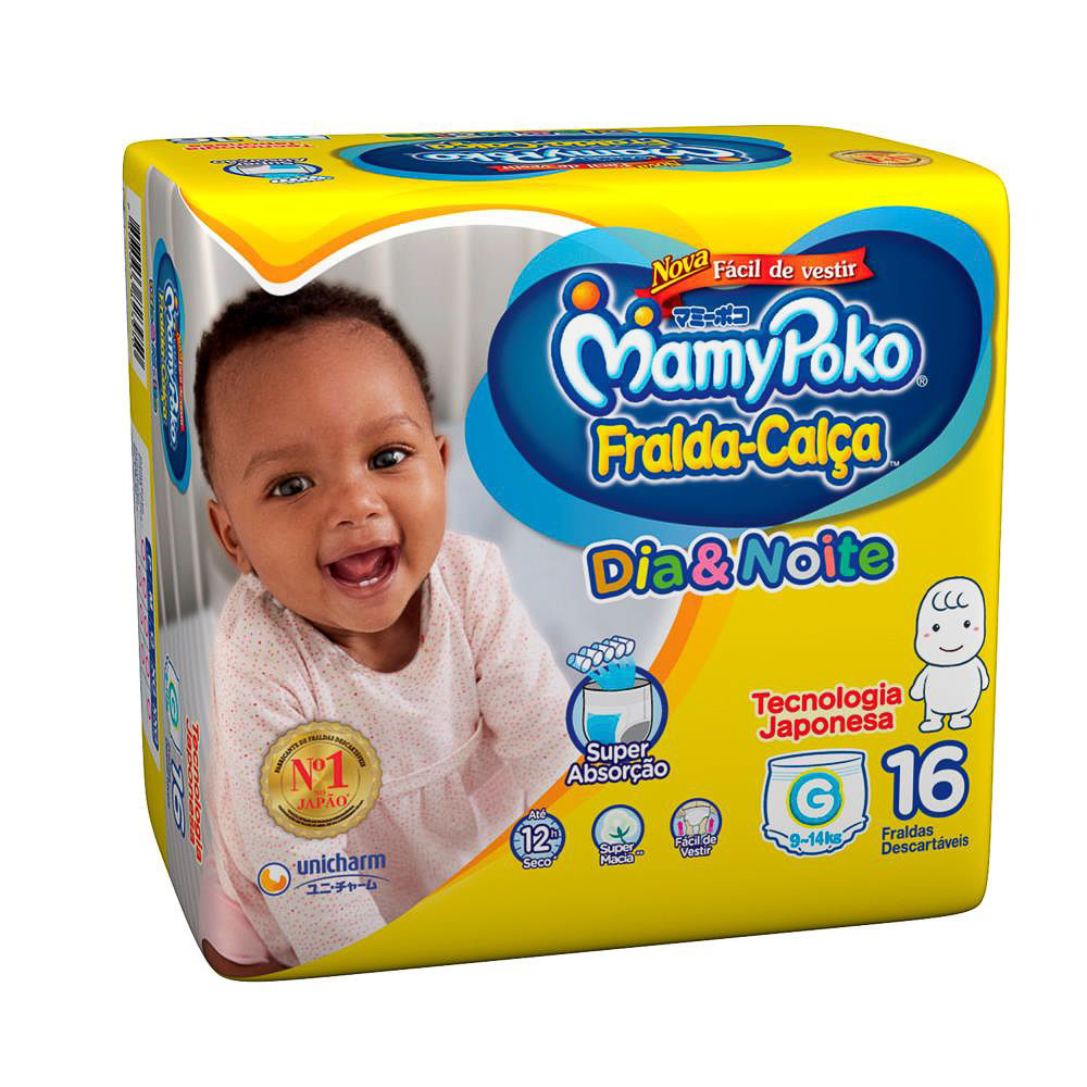 Pañal Mamypoko Día y noche talla G, 16 unidades