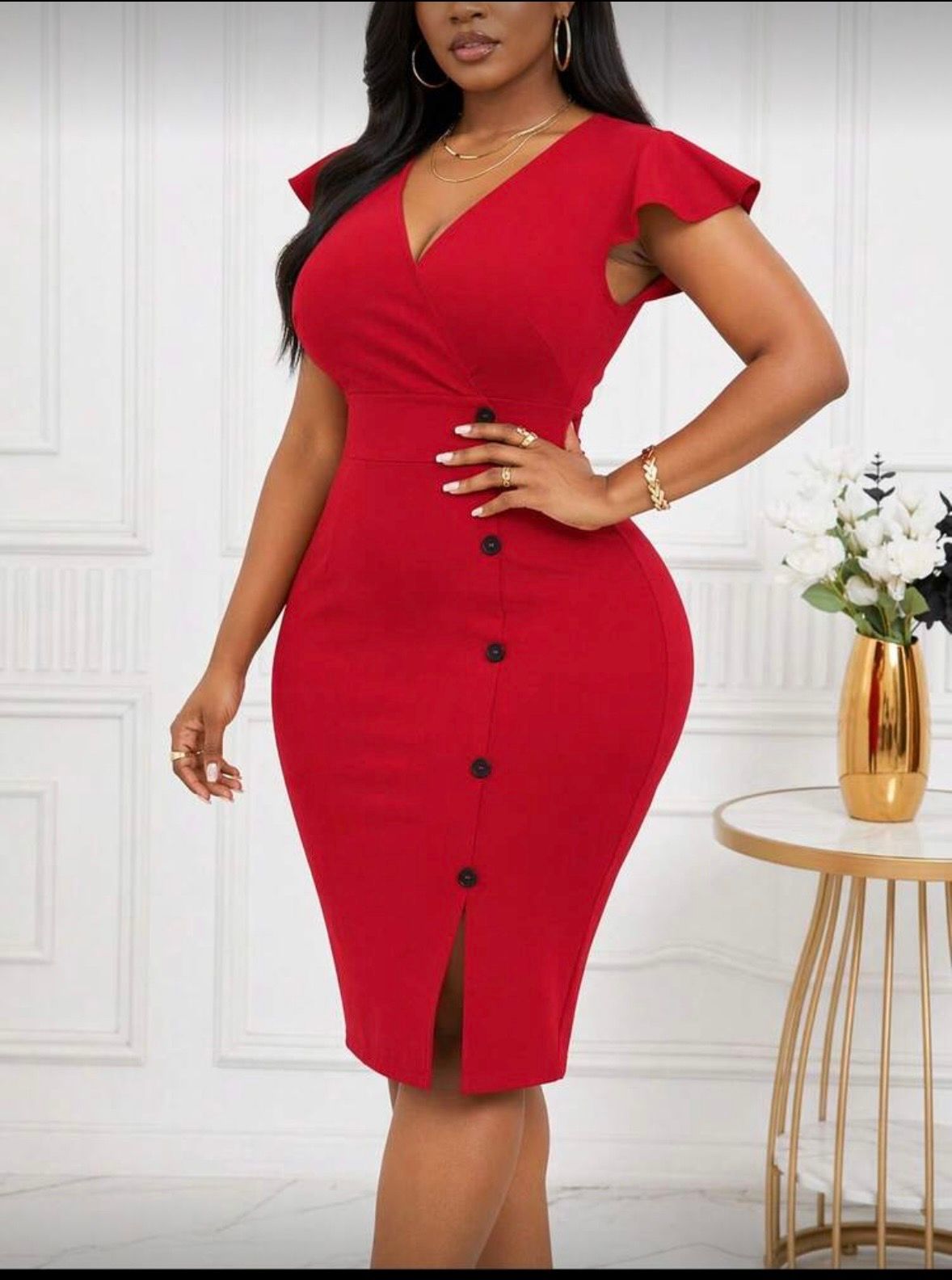 The Bold Crimson Wrap Midi