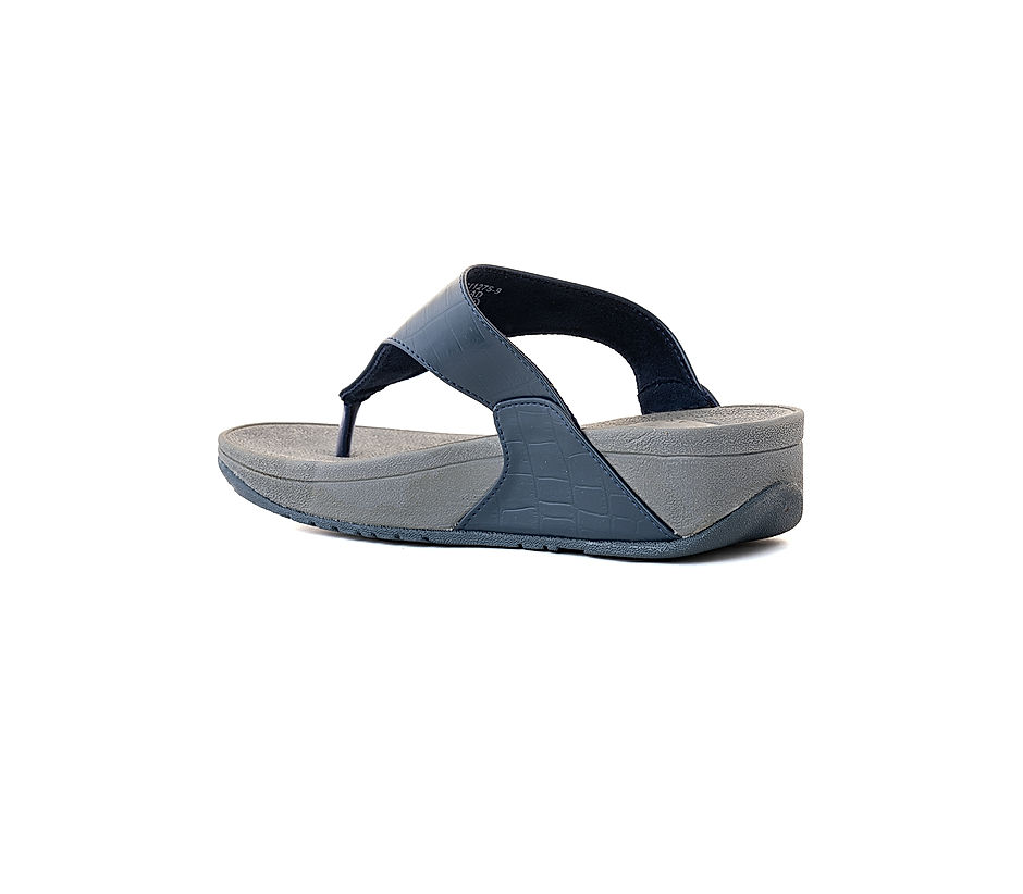 KHADIM Sharon Navy Blue Wedge Heel Slip On Sandal for Women (2753119)