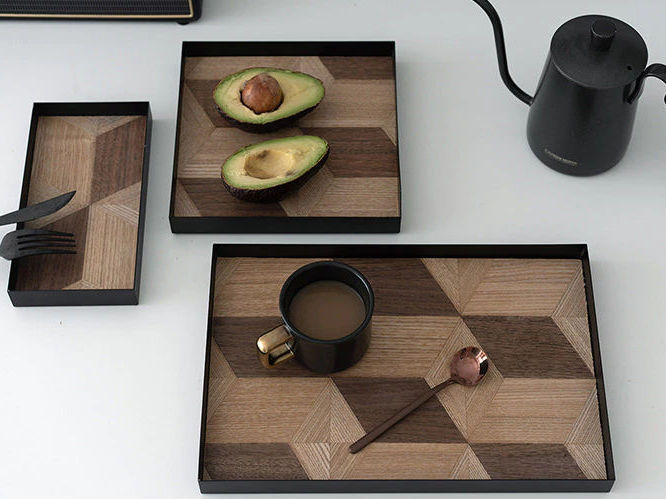 Khay gỗ ghép trang trí phong cách Bắc Âu