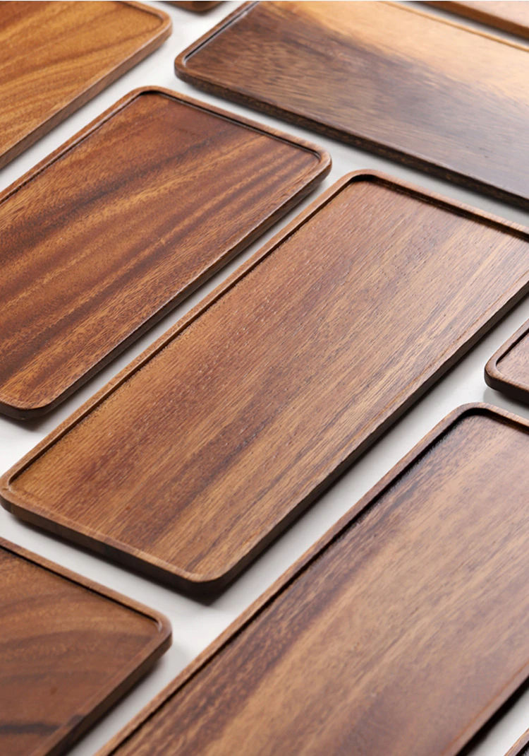 Khay gỗ tự nhiên nguyên tấm đựng đồ ăn vặt, khay trà, khay hoa quả