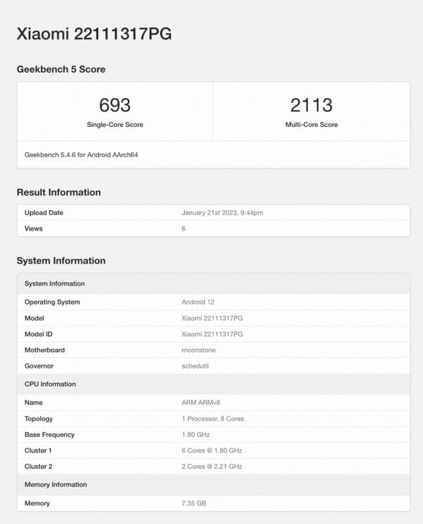 Poco X5 apare pe Geekbench cu Snapdragon 695 2 Poco X5 pe Geekbench