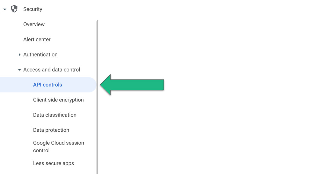 Google Admin console API controls page