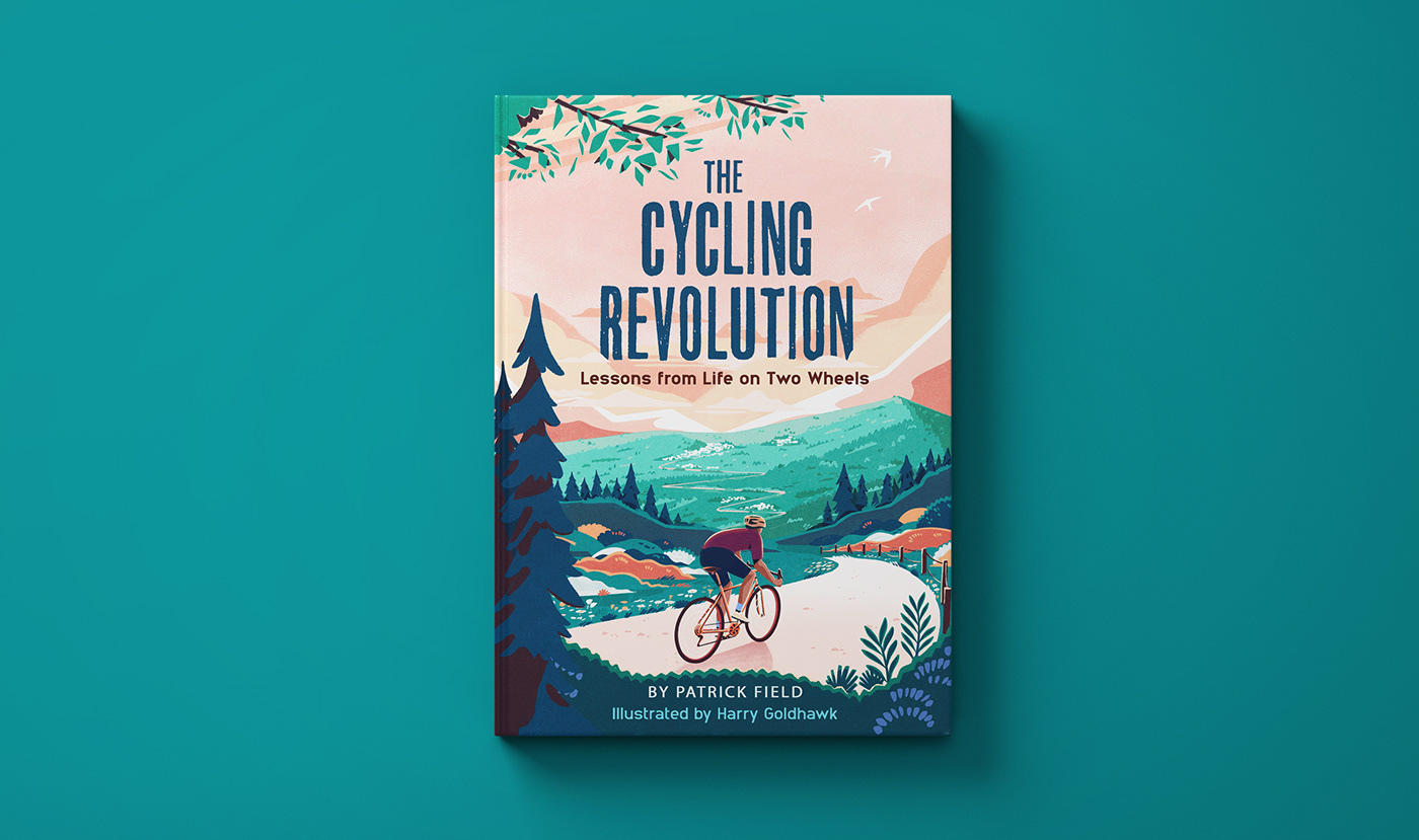 The Cycling Revolution -kirjan kansikuvitus houkuttelee selailemaan. Kuva: Harry Goldhawkin Behance.