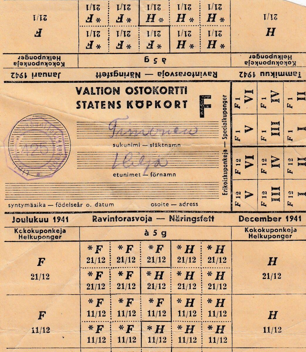Rasvat kortilla. Kuva: JN Coins