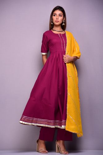 Purple and Yellow Anarkali