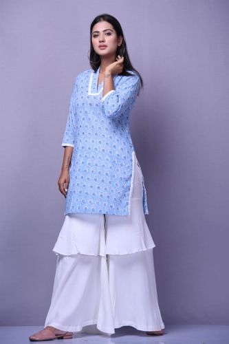 Light Blue Kurta with Double Layer Pants