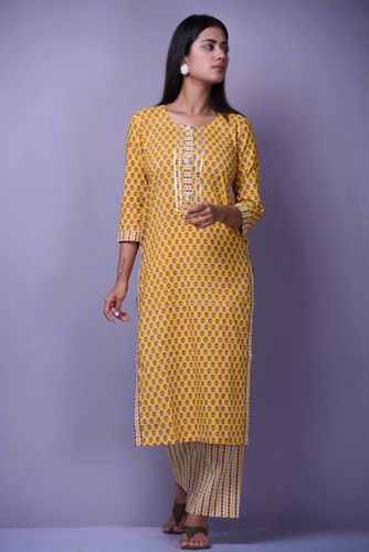 Yellow Printed Gota Suit Set