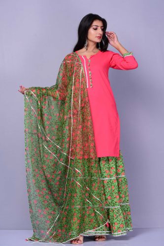 Peach and Green Garara Set