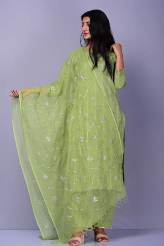 Mehendi Green Pin Tucks Suit Set