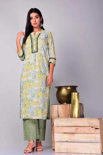 Moss Green Floral Suit Set