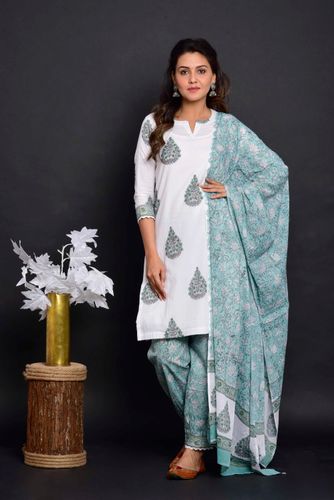 White and Green Falak Suit Set