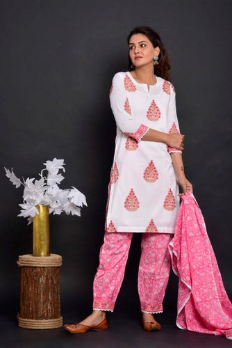 White and Pink Falak Suit Set