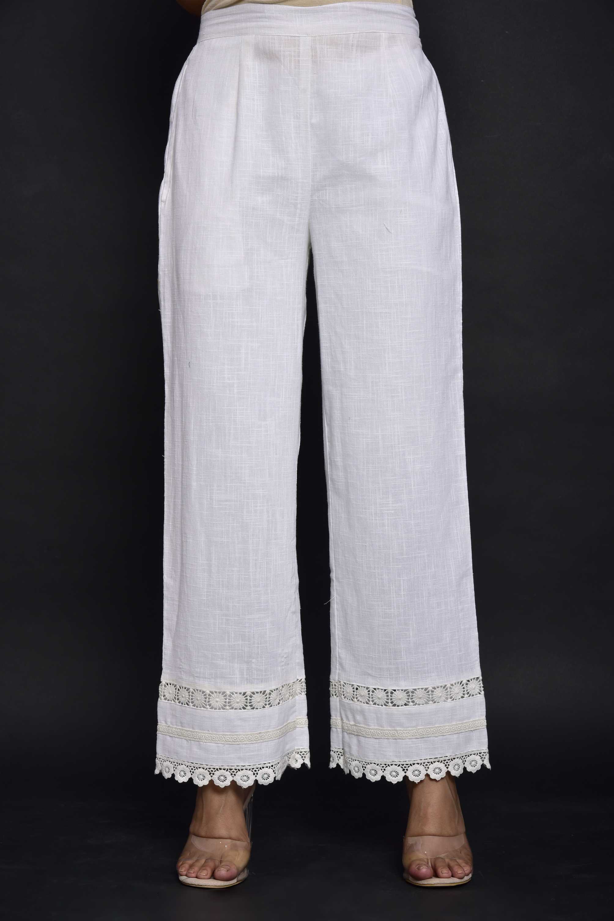 Buy Comfortable Women's Plus Size White Palazzo Pants | Amydus