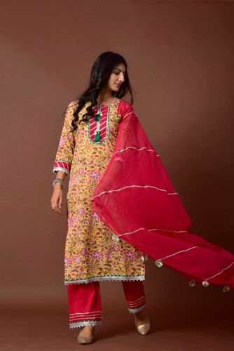 Red and Yellow Gota Suit Set