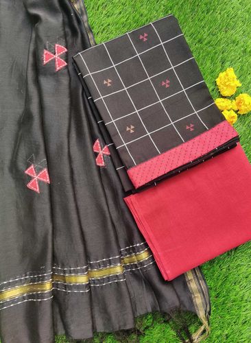 Black Khadi Cotton Suit Set