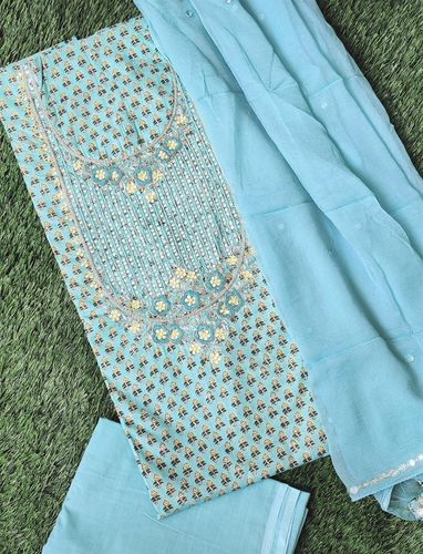 Light Blue Mirror Work Suit Set