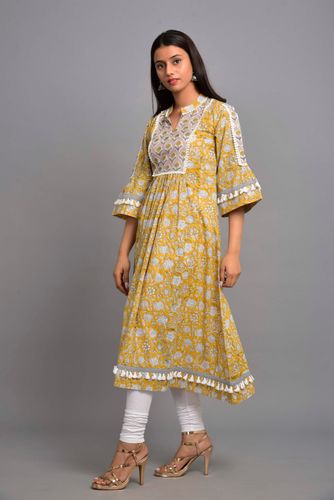 Dusty Yellow Tassel Kurta