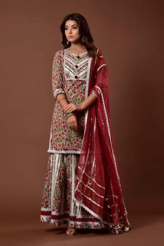 Red Firdouz Garara Set