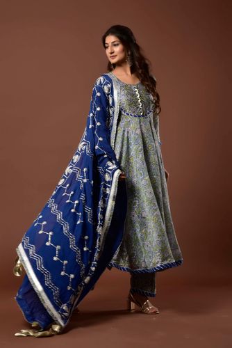 Blue Gulmohar Anarkali Set