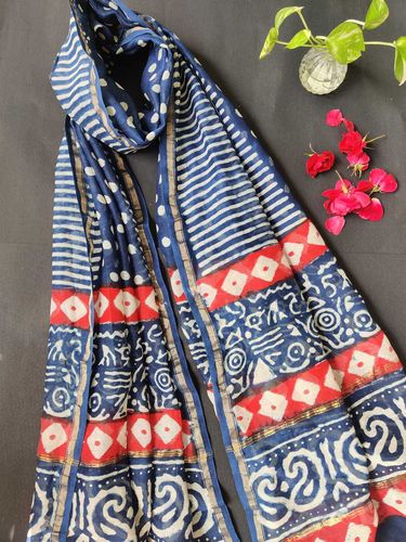 Indigo Chanderi Silk Dupatta