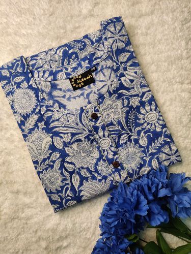 Blue & White Floral Kurta